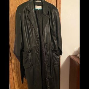 Ladies Long black genuine leather coat Brandon Thomas